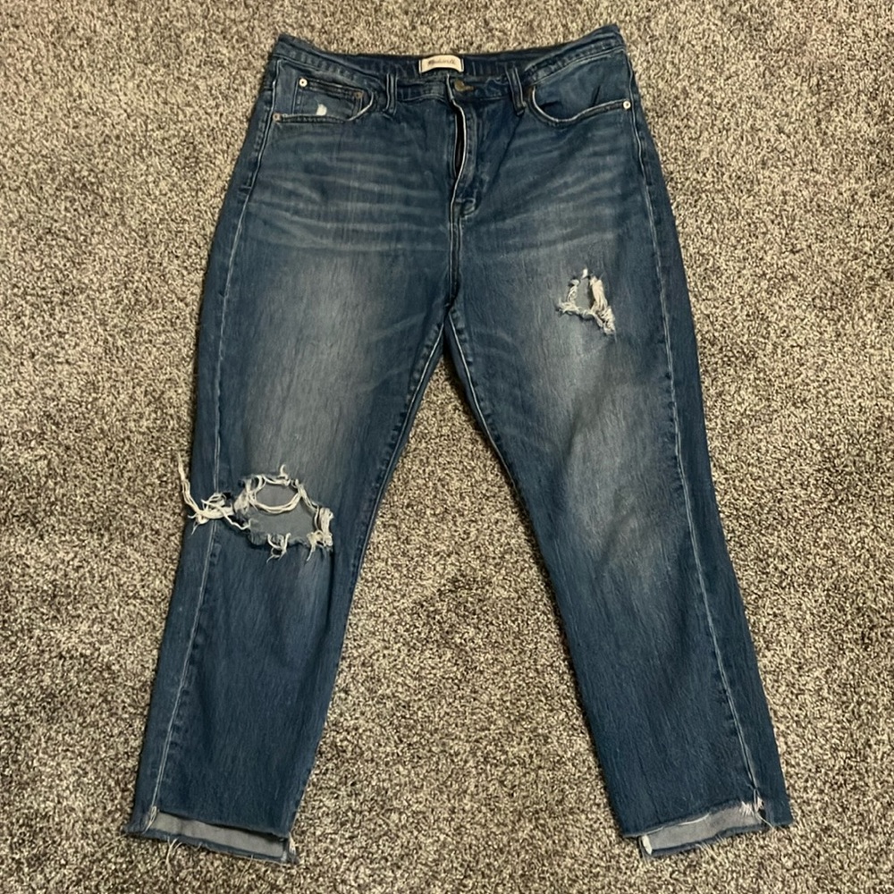 Madewell The High-Rise Slim Boyjean in Lita Medium Wash: Step-Hem Edition